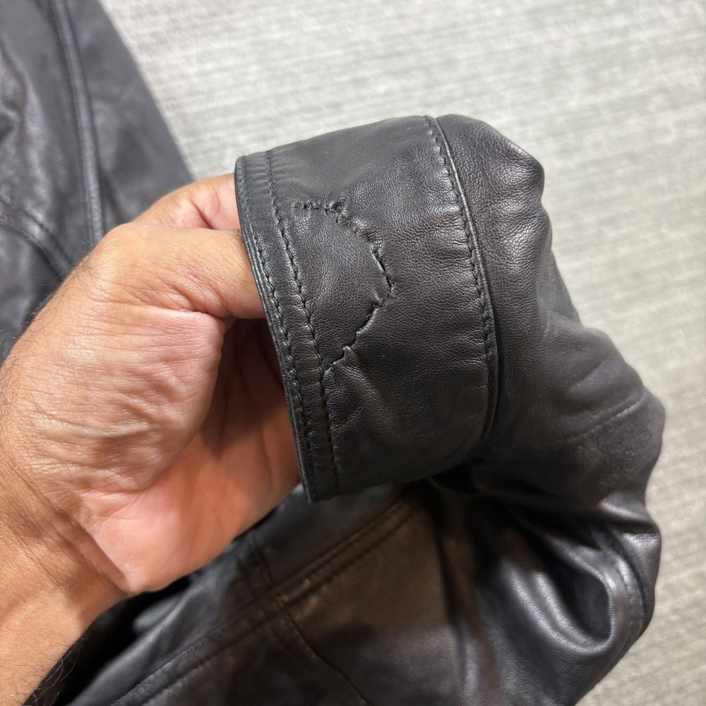 Bruno Magli Italian Black Buttery Leather Bomber Jacket Mens US 44 Capsule - Picture 9 of 11